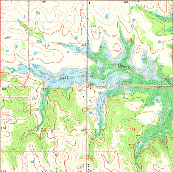 Salt Creek Hugo Lake topo