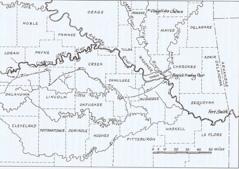 Nuttall's route in Oklahoma